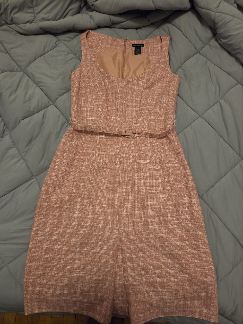Moda International Pink Tweed Belted Dress
